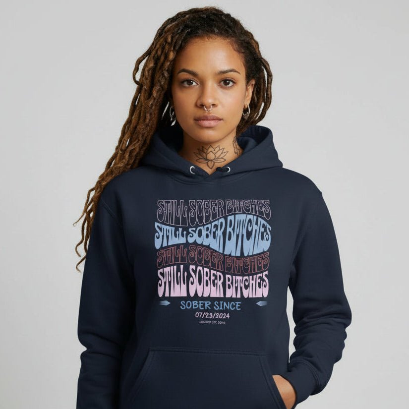 Still Sober B Custom Sobriety Date Recovery Hoodie packaging detail (view 38)