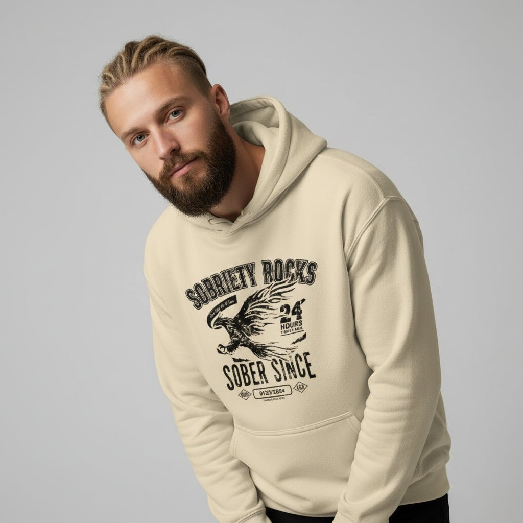 Sober Since Recovery Hoodie close-up view (view 32)
