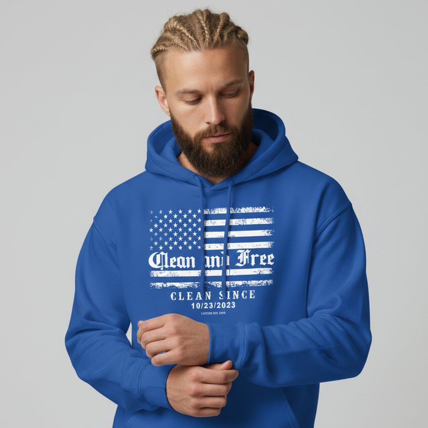 Clean and Free Custom Recovery Date Recovery Hoodie fit detail (view 9)