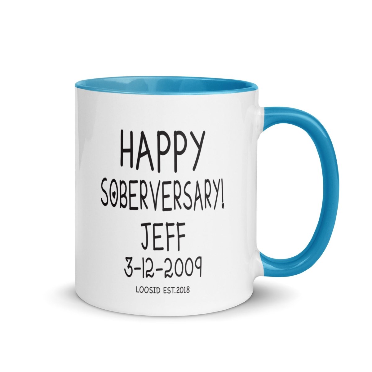 Happy Soberversary Mug with Color Inside Sober Coffee Mug side view (view 6)