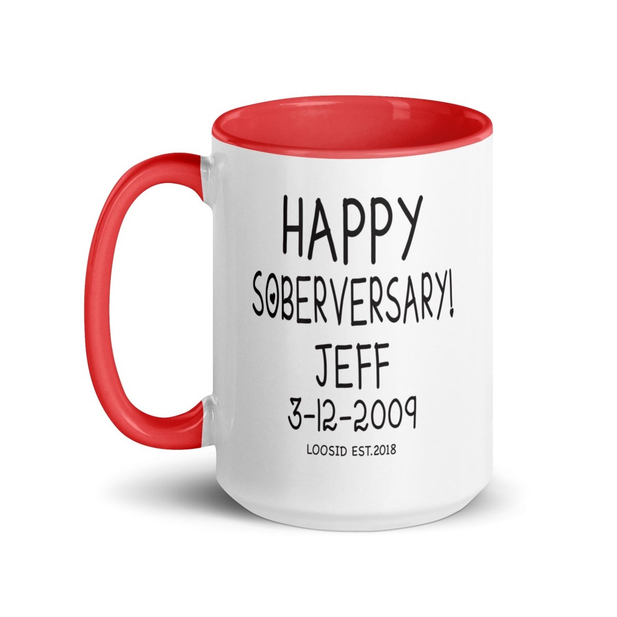 Happy Soberversary Mug with Color Inside Sober Coffee Mug fit detail (view 19)