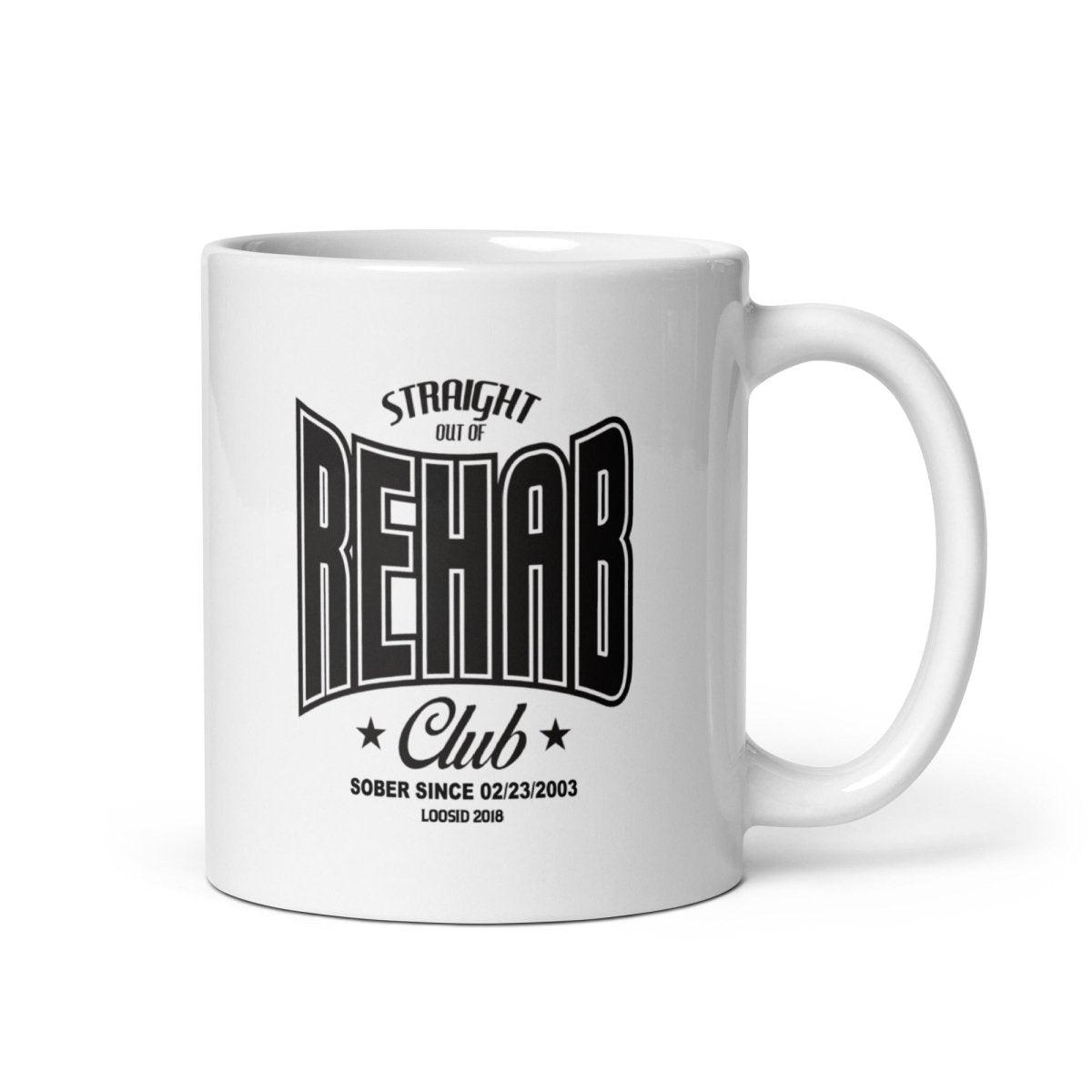 Rehab glossy Sober Sober Coffee Mug close-up view (view 2)