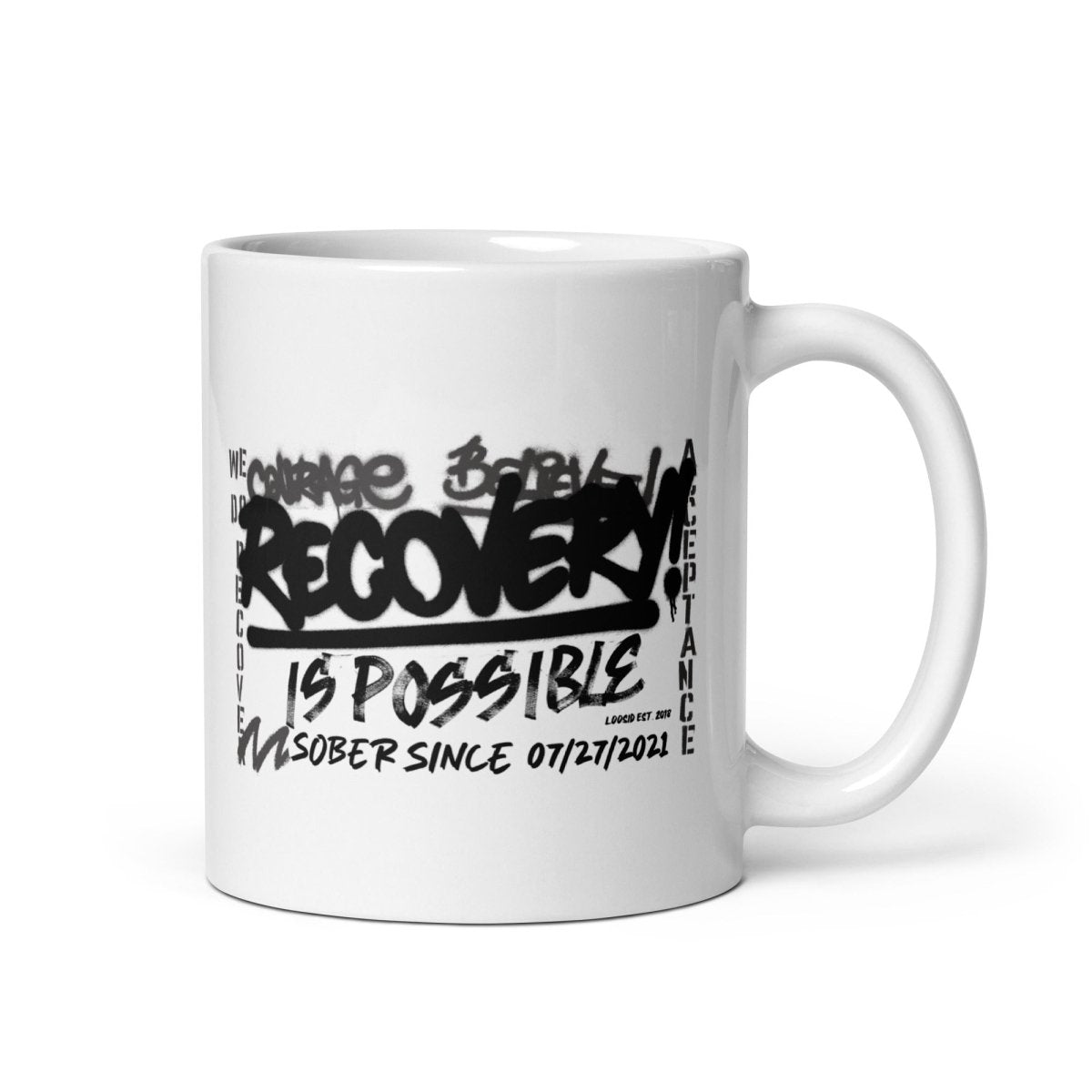 Recovery Is Possible glossy Sober Sober Coffee Mug close-up view (view 2)