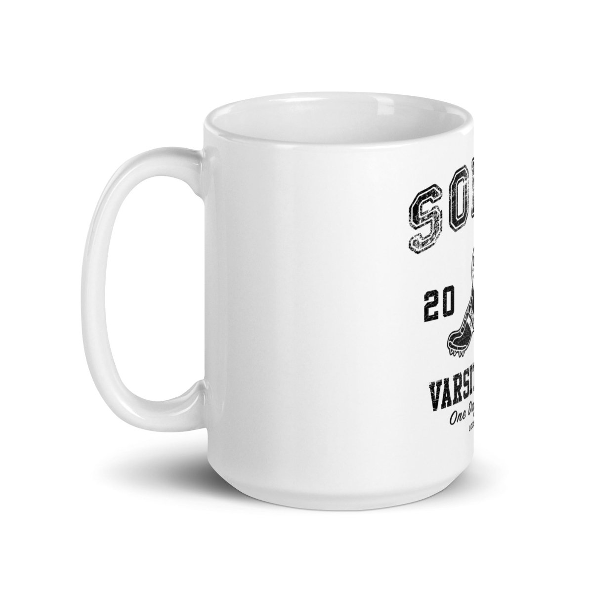 Varsity Sober Sober Coffee Mug flat lay styled image (view 3)