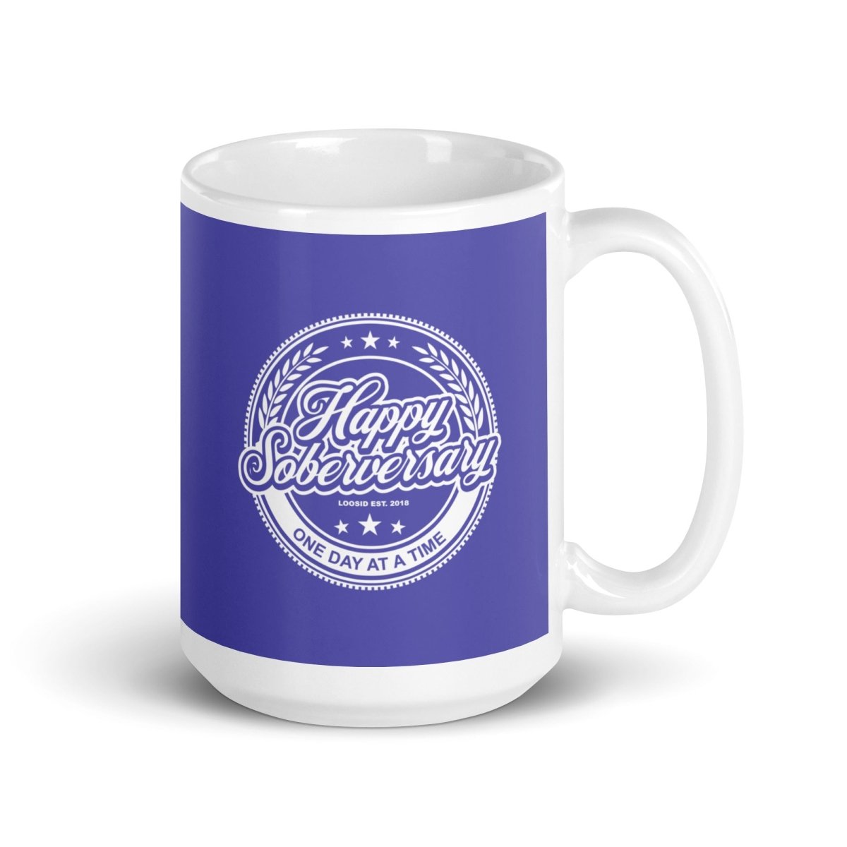 Purple Happy Soberversary Sober Coffee Mug graphic detail (view 4)