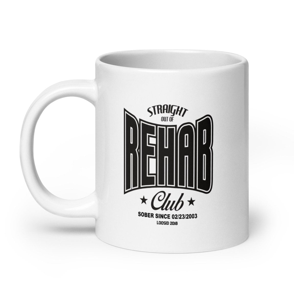 Rehab glossy Sober Sober Coffee Mug side view (view 6)