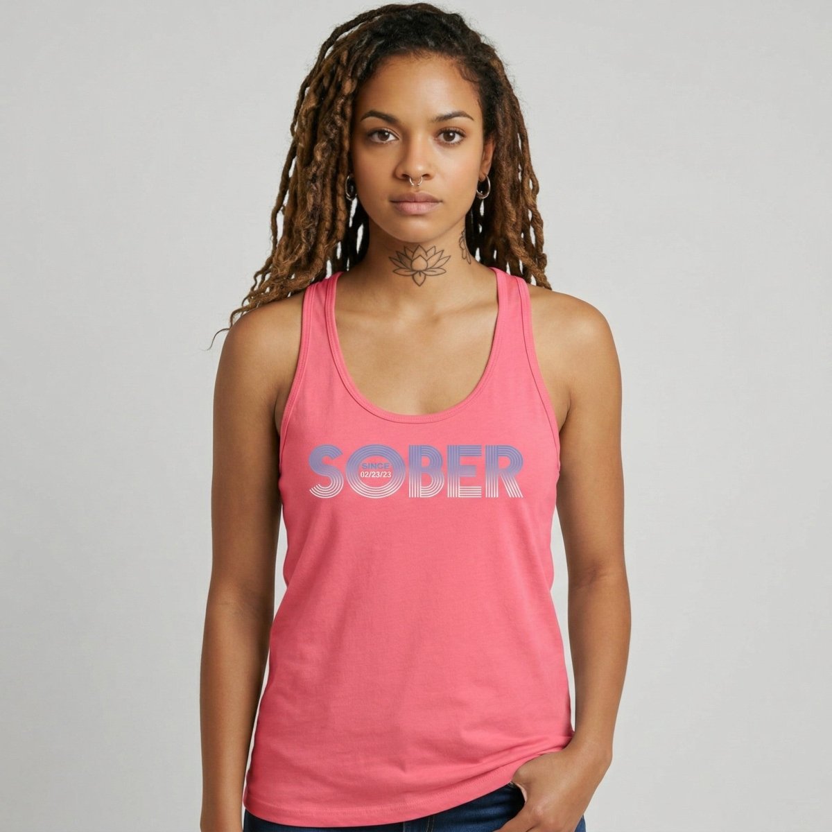 Retro Sober Since Sober Tank Top product photo (view 10)
