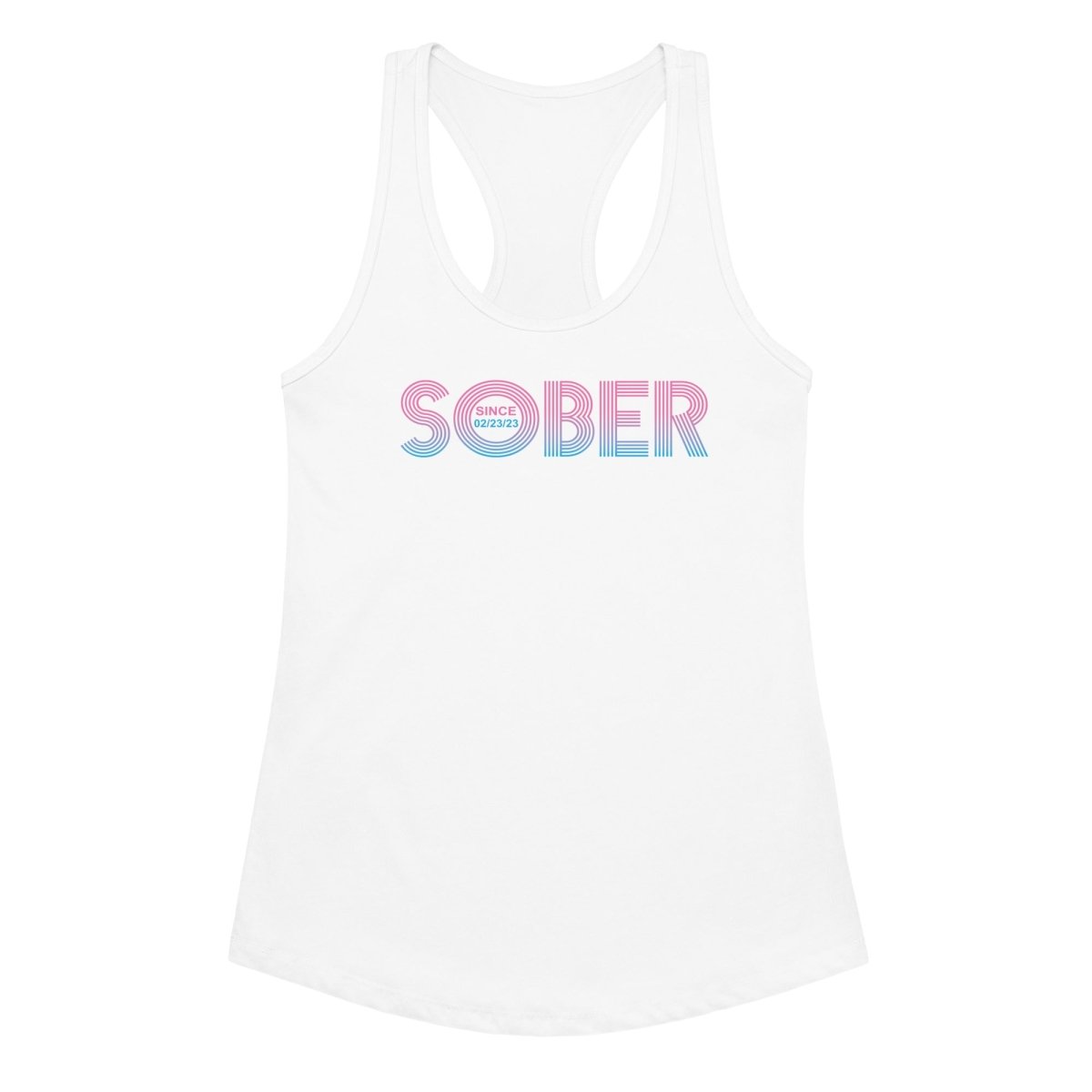 Retro Sober Since Sober Tank Top flat lay styled image (view 3)