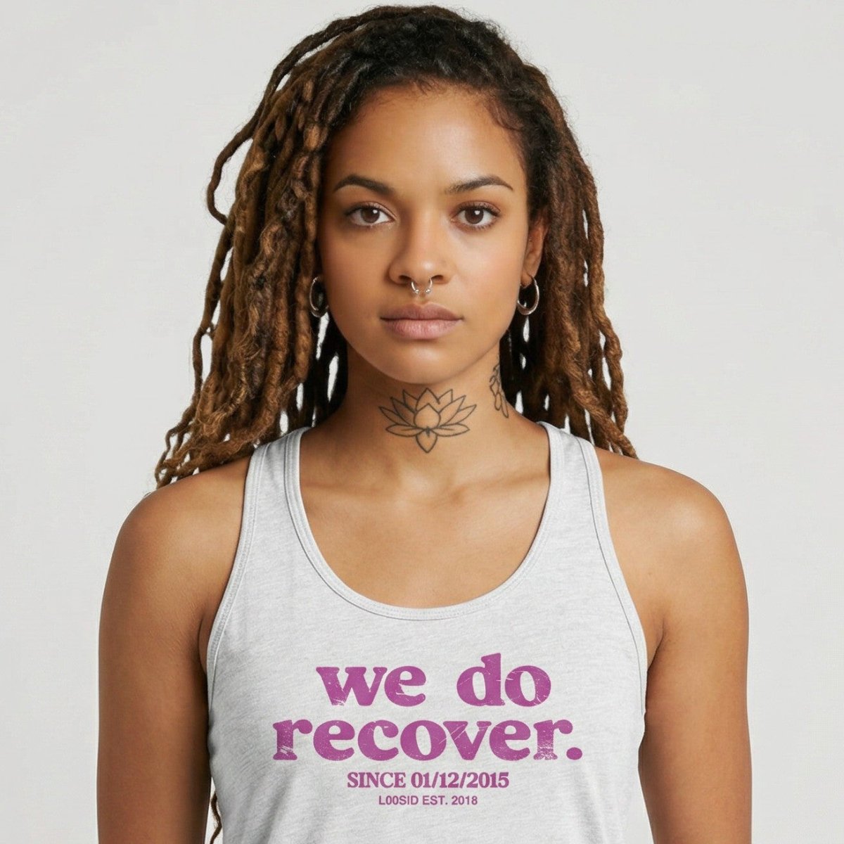 We Do Recover Sober Tank Top graphic detail (view 24)