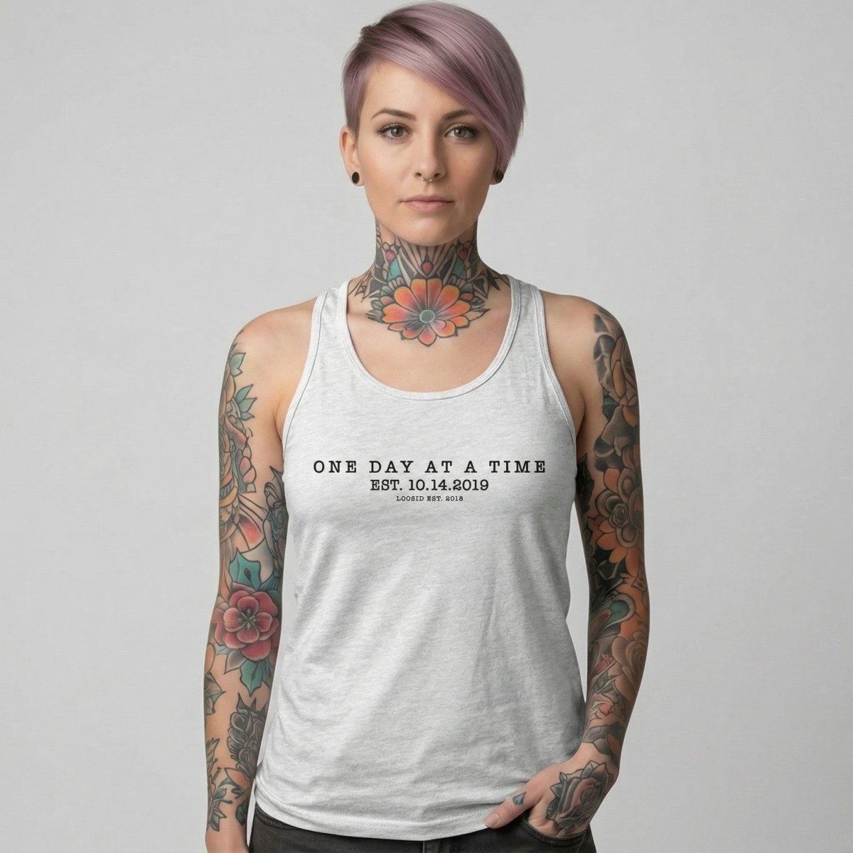 One Day At a Time Sober Tank Top lifestyle view (view 25)
