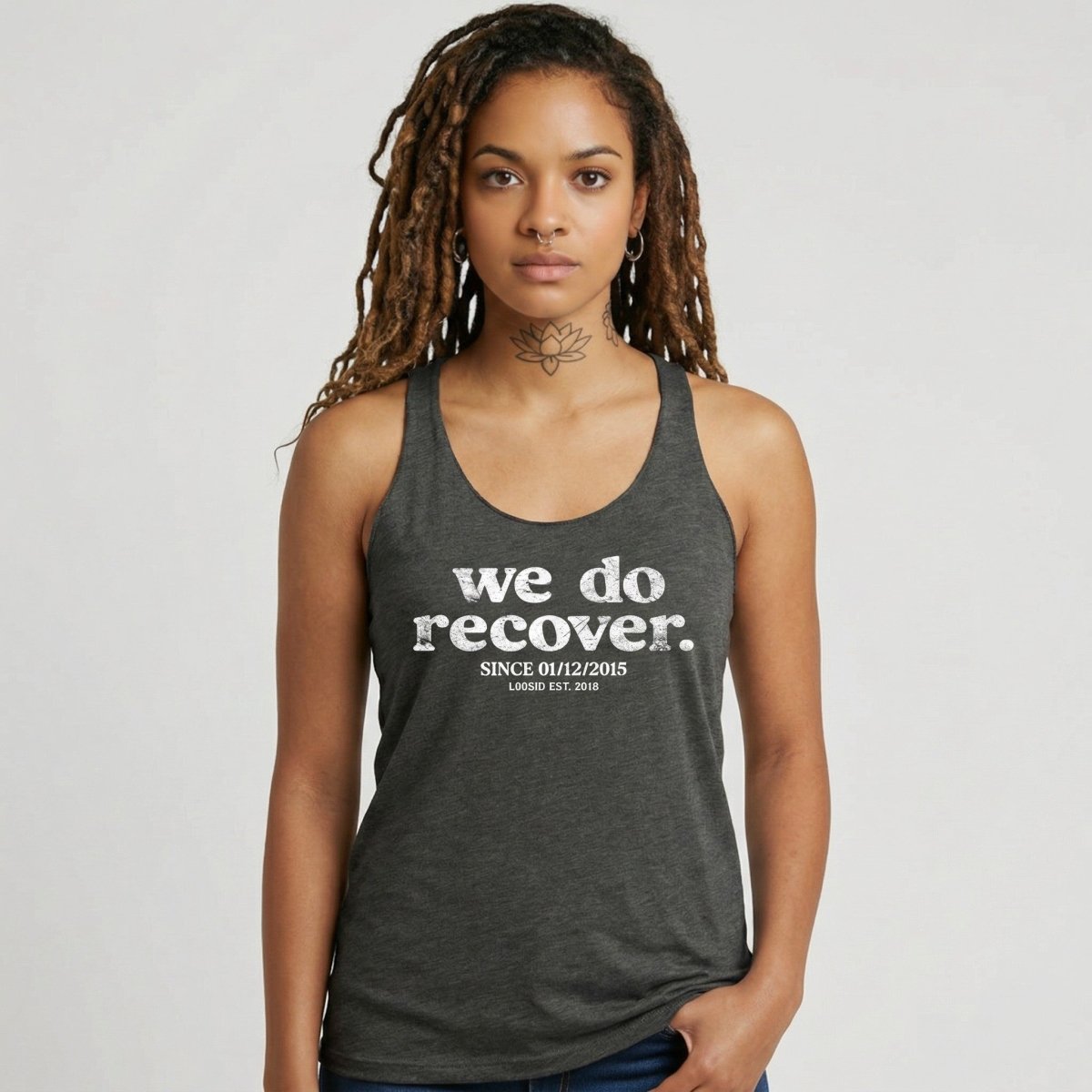 We Do Recover Sober Tank Top fit detail (view 19)