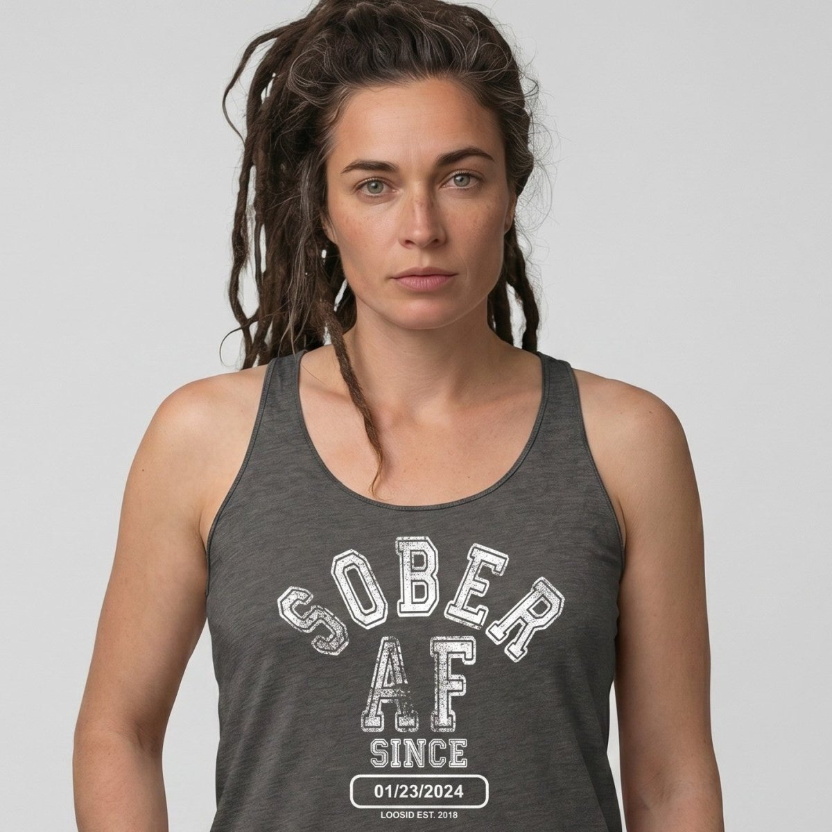 Sober AF Since Sober Tank Top packaging detail (view 18)