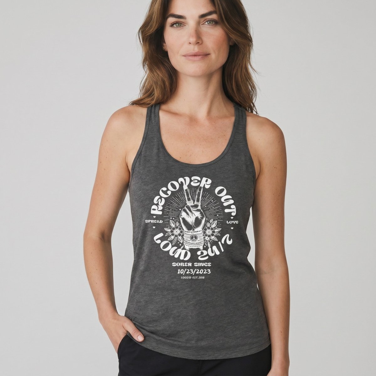 Recover Out Loud Sober Tank Top close-up view (view 22)
