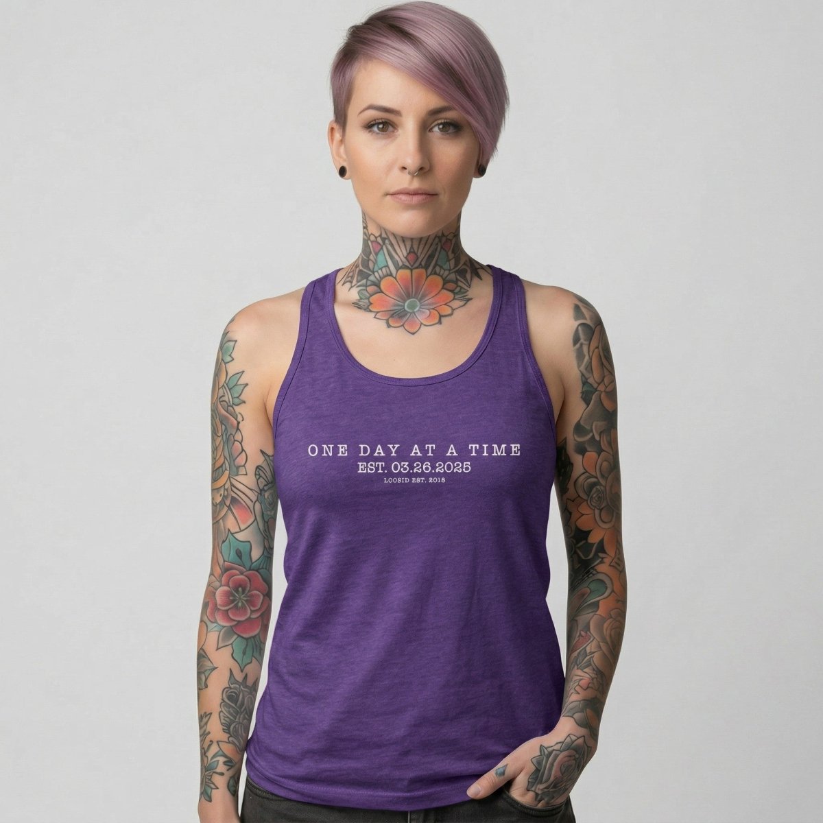 One Day At a Time Sober Tank Top flat lay styled image (view 13)