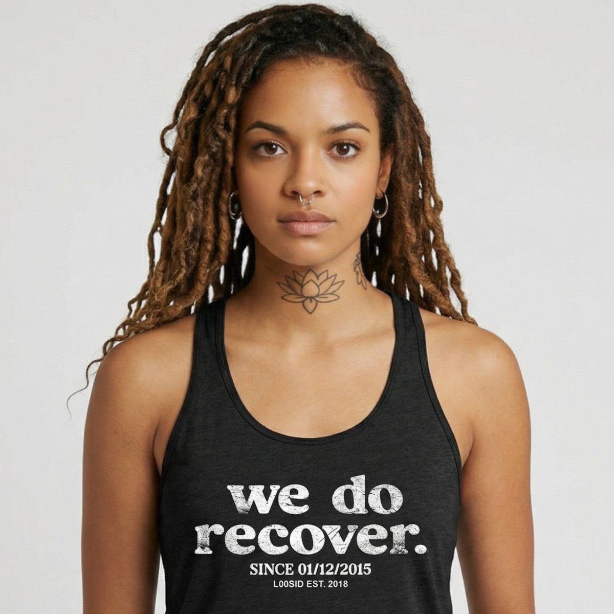 We Do Recover Sober Tank Top close-up view (view 2)