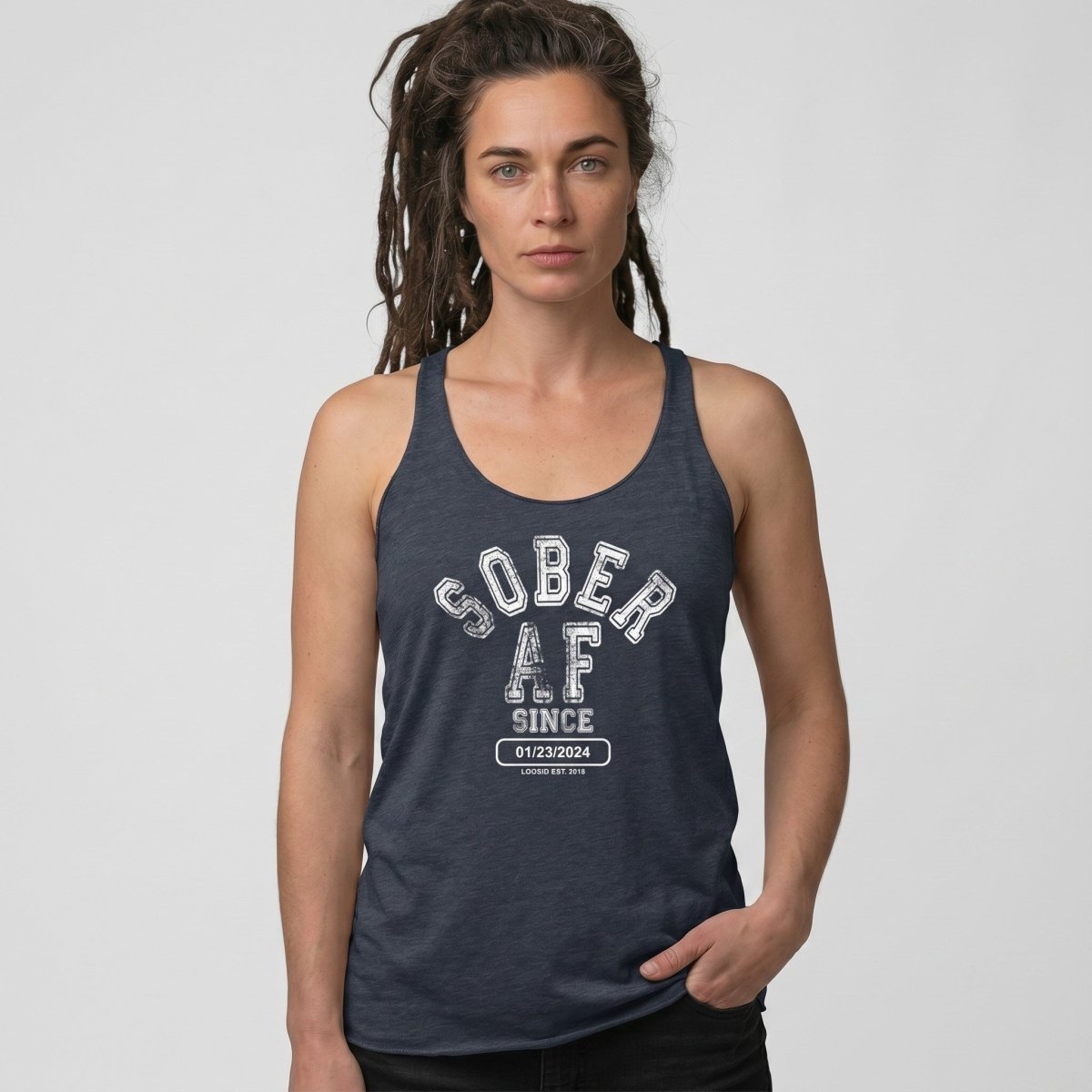 Sober AF Since Sober Tank Top back view (view 7)