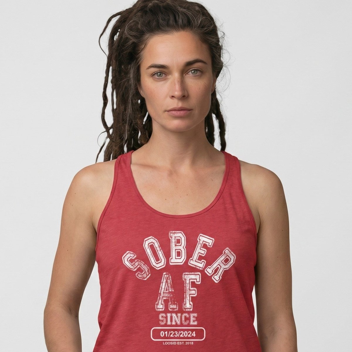 Sober AF Since Sober Tank Top close-up view (view 12)