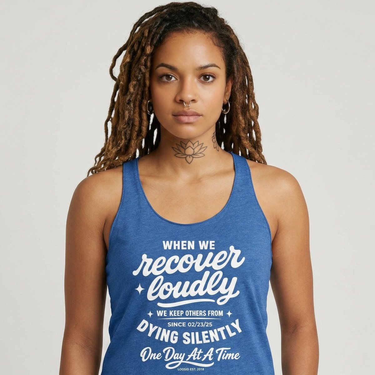 When We Recover Loudly Sober Tank Top lifestyle view (view 15)