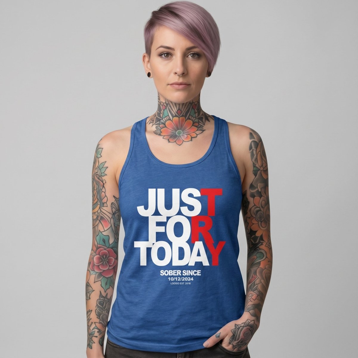 Just Try For Today Sober Tank Top back view (view 7)