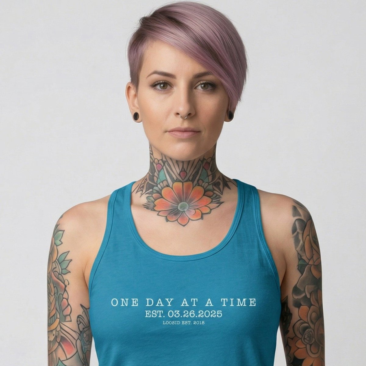 One Day At a Time Sober Tank Top close-up view (view 2)