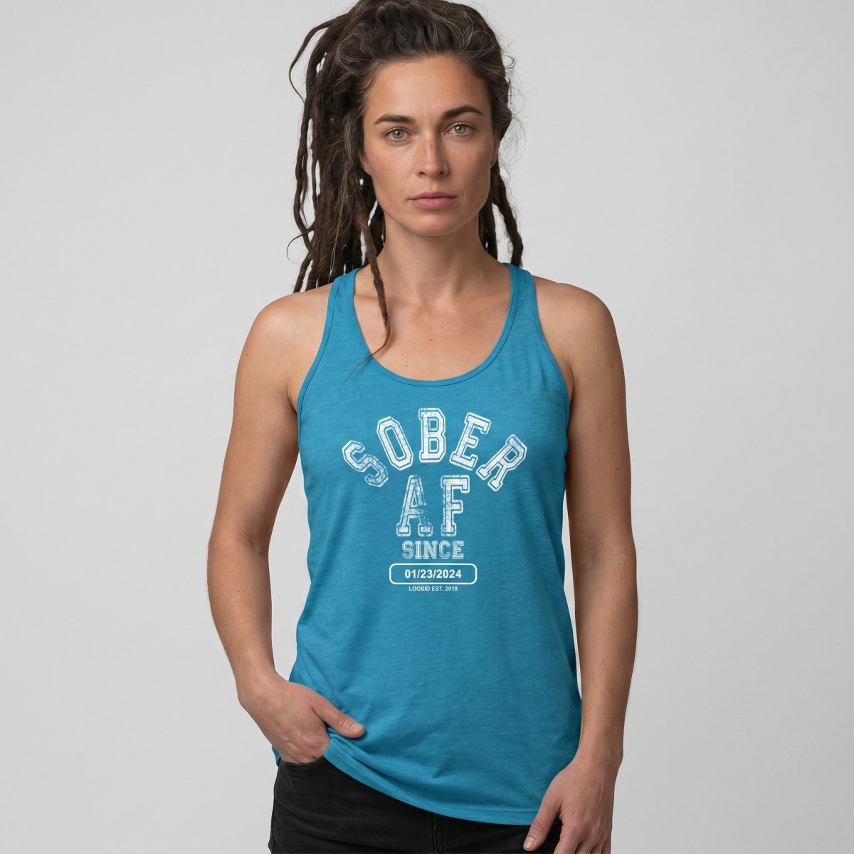 Sober AF Since Sober Tank Top close-up view (view 22)