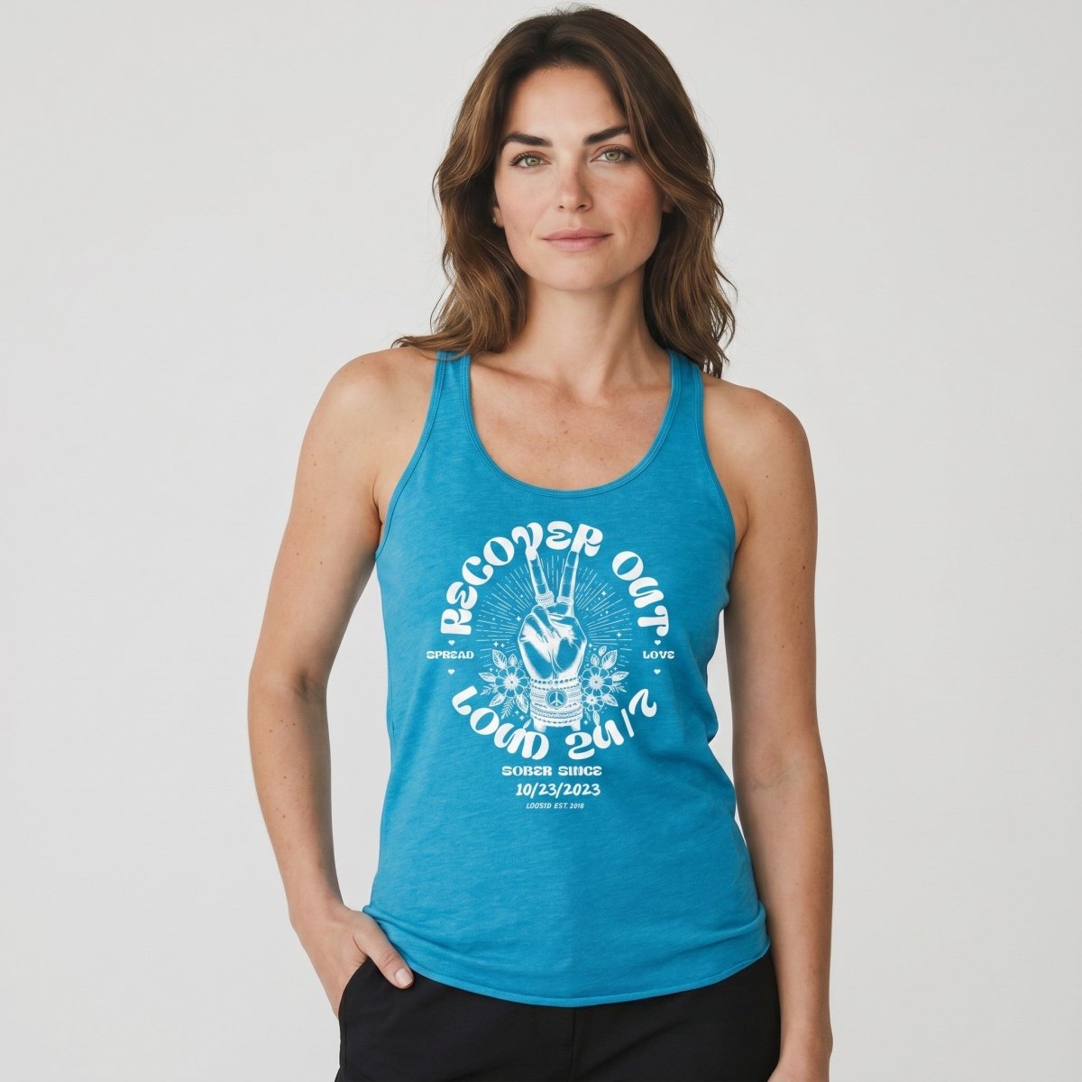 Recover Out Loud Sober Tank Top lifestyle view (view 25)