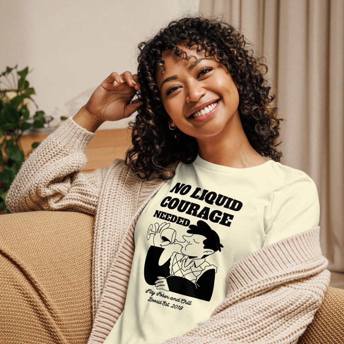 No Liquid Courage Sober Sober T Shirt back view (view 7)