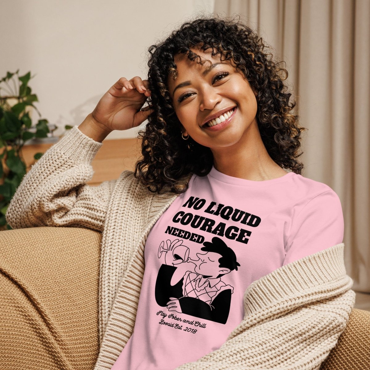 No Liquid Courage Sober Sober T Shirt lifestyle view (view 5)