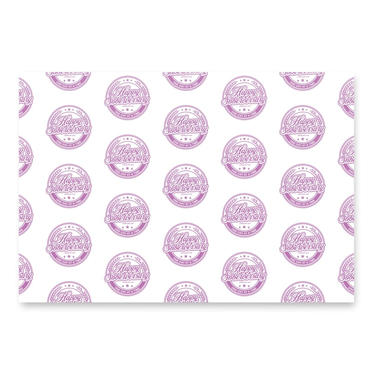 Pink Happy Soberversary Shield Wrapping Paper Sobriety Gift close-up view (view 2)