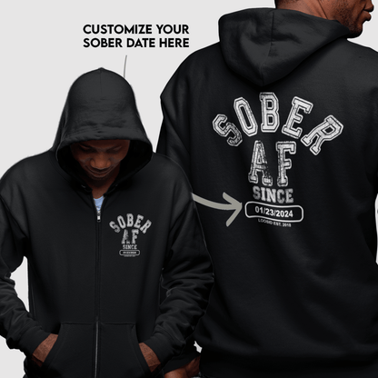 Loosid Sober AF Since Zip Recovery Hoodie featuring the design