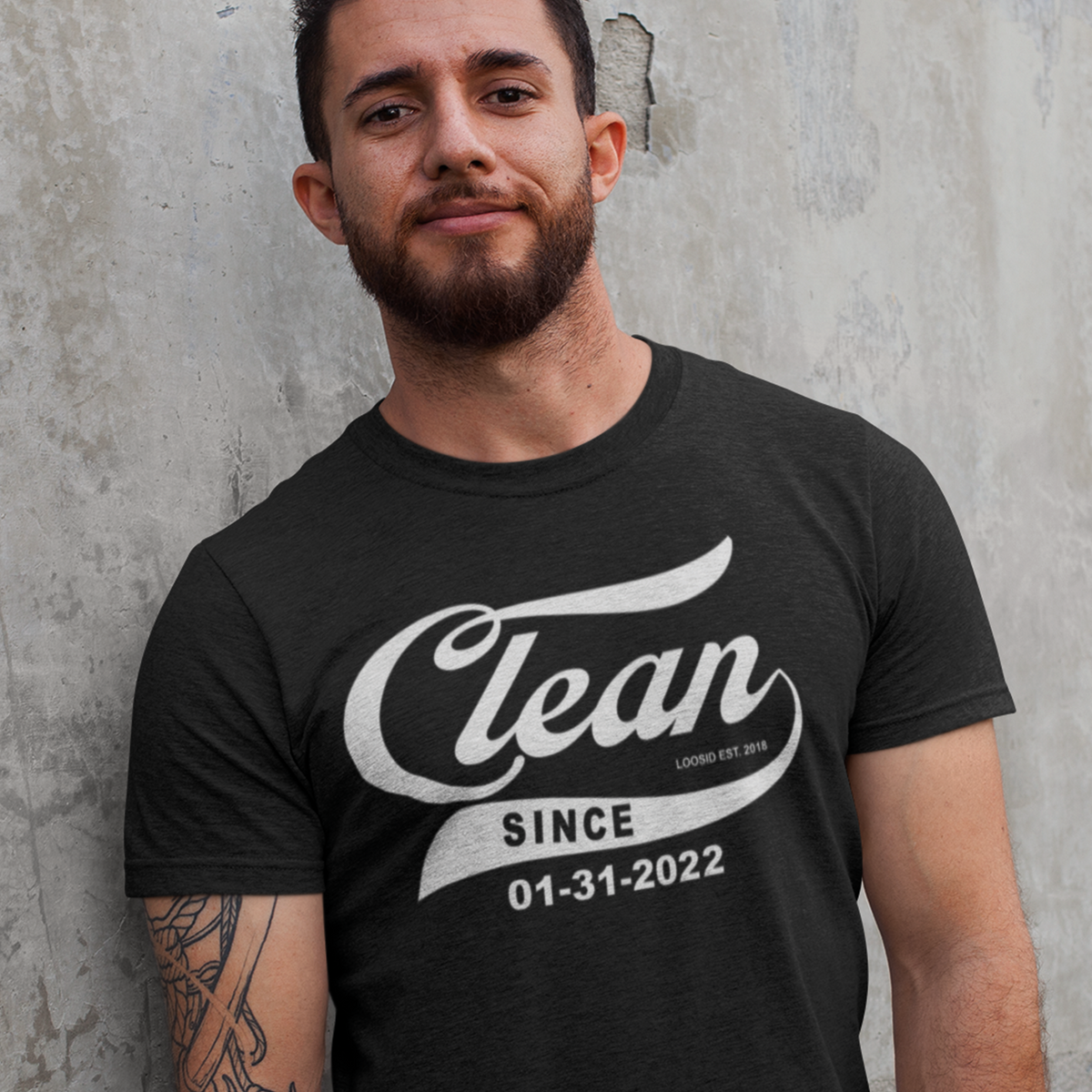 Men's Clean Since T-Shirt w/ Personalized Clean Date