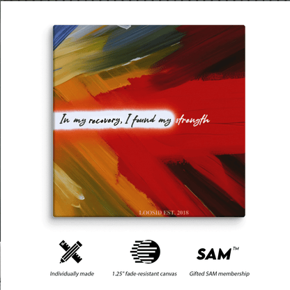 In My Recovery I Found My Strength Canvas Wall Decor Sobriety Art flat lay styled image (view 3)
