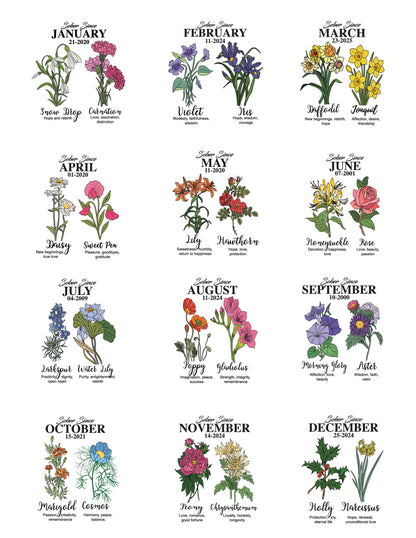 Sober Since Monthly Flower Personalized with Your Sober Date Sober Tank Top graphic detail (view 4)