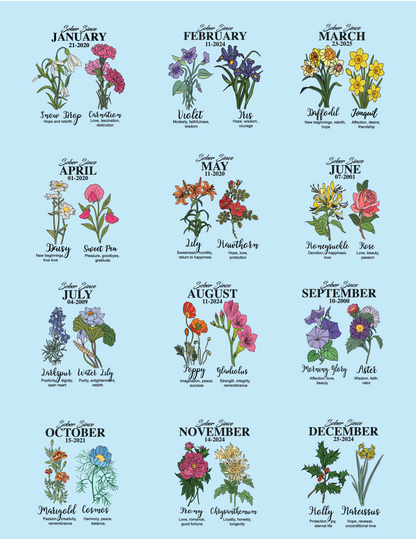 Sober Since Monthly Flower Tee Personalized with Your Sober Date Sober T Shirt fit detail (view 9)