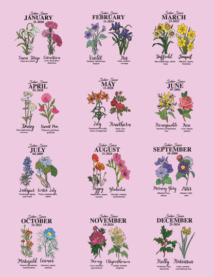 Sober Since Monthly Flower Personalized with Your Sober Date Sober Tank Top fit detail (view 9)