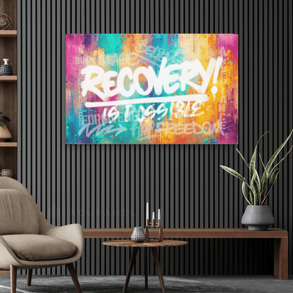 Recovery Is Possible Canvas for Inspirational Decor Sobriety Art close-up view (view 2)
