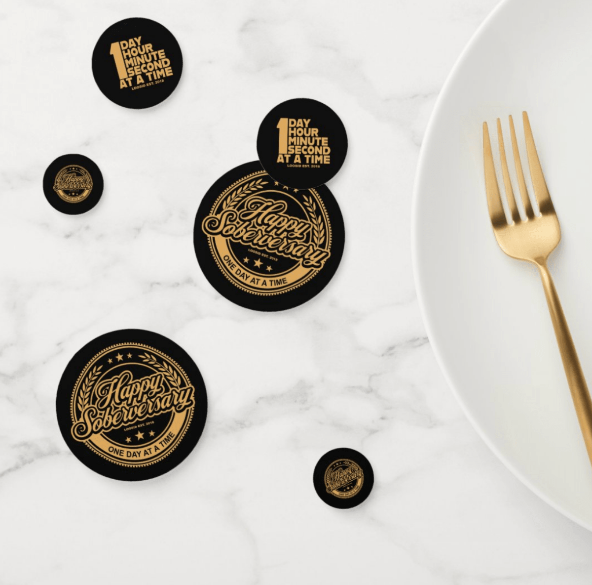 Soberversary Party Table Confetti Sobriety Gift graphic detail (view 4)