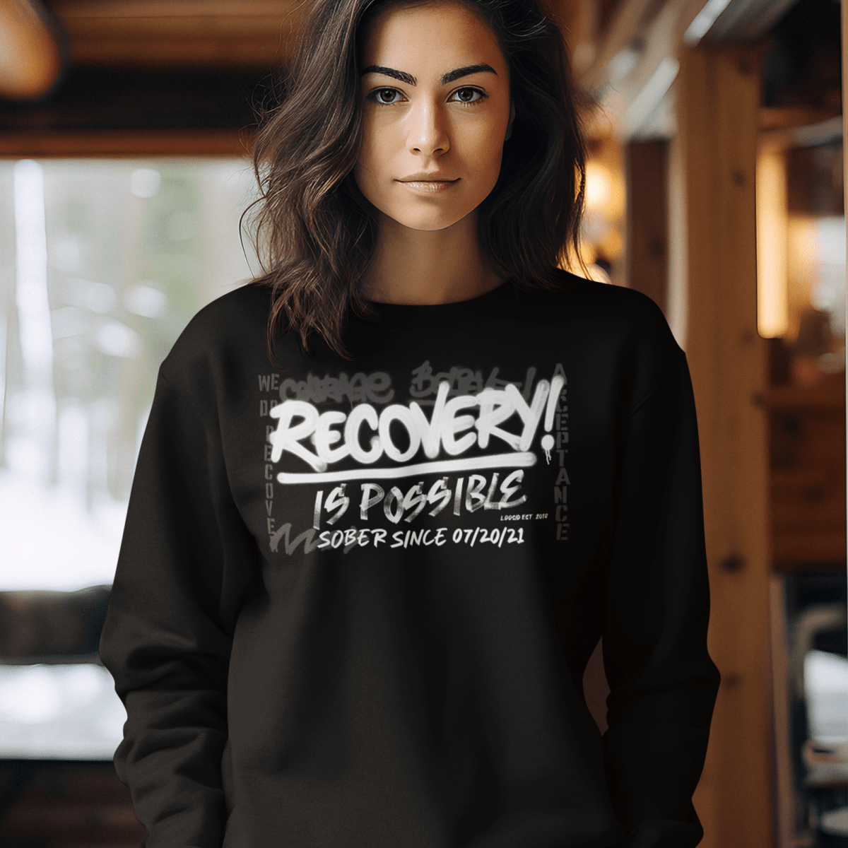 Loosid Recovery Is Possible Recovery Hoodie featuring the design