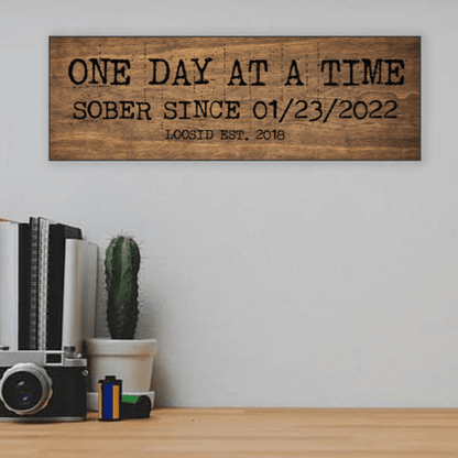 Loosid One Day At A Time Printed Composite Brown Sobriety Art featuring the design