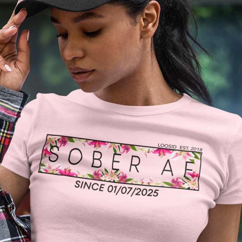 Personalized sobriety t shirt for women in recovery