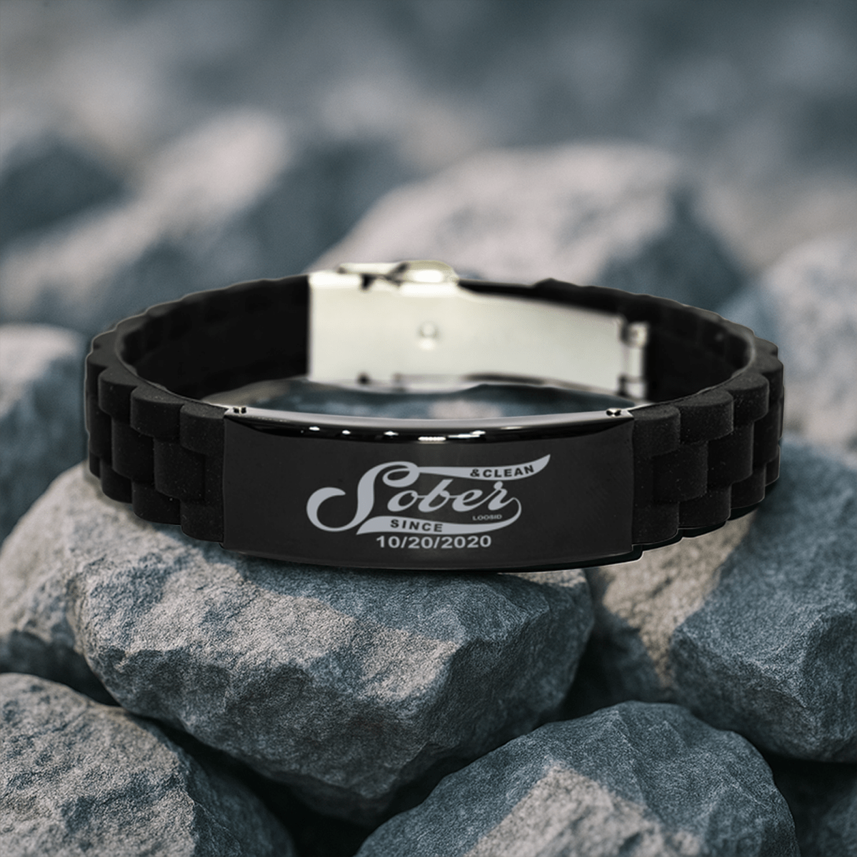 Loosid Engraved Sober Date Sober Jewelry featuring the design