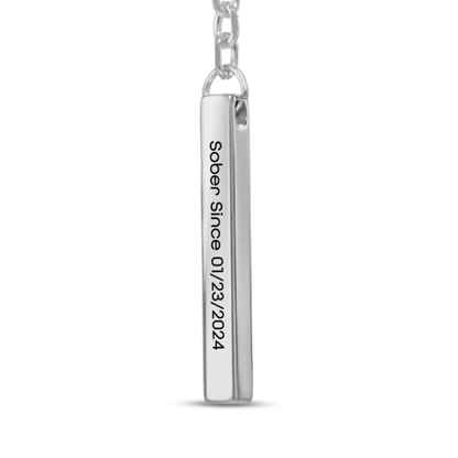 Sober Since 3D Bar Keychain w Personalized Sober Date and Message Sobriety Gift flat lay styled image (view 13)