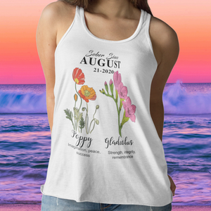 Sober Since Monthly Flower Racerback Tank  – Personalized with Your Sober Date