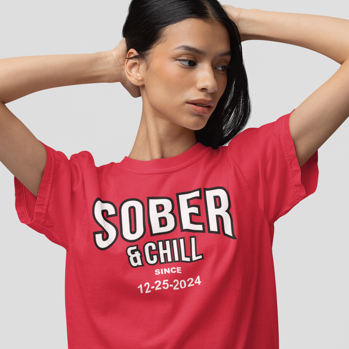 Women's Sober and Chill T-Shirt w/ Personalized Sober Date