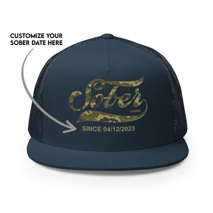 Sober Since Camo w Personalized Date Sober Hat lifestyle view (view 5)
