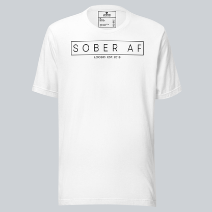 Sober AF Men's Tee for Strength and Recovery Sober T Shirt flat lay styled image (view 23)