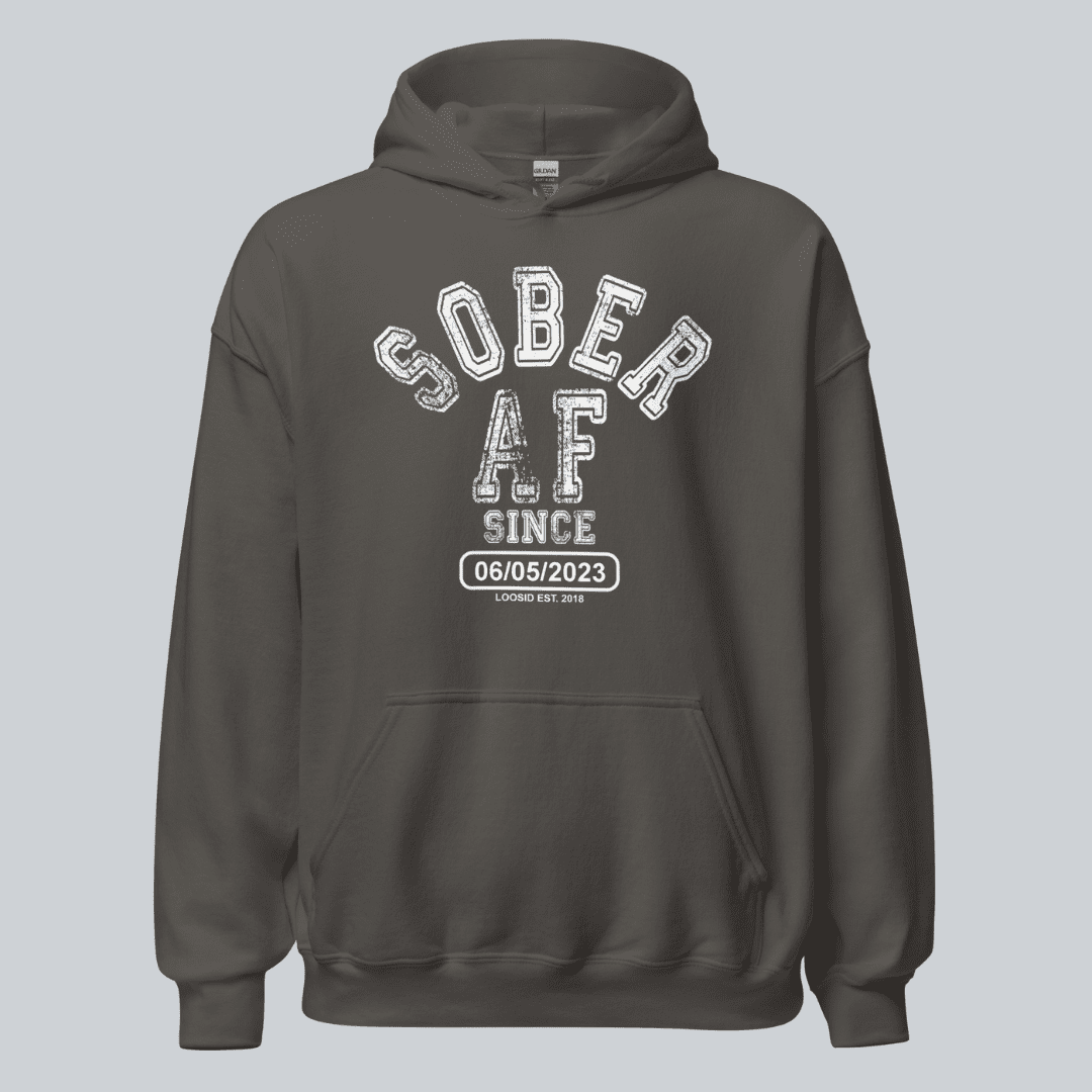 Sober AF Since Recovery Hoodie close-up view (view 12)