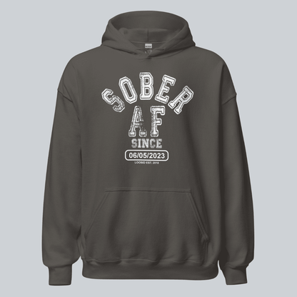Sober AF Since Recovery Hoodie close-up view (view 12)