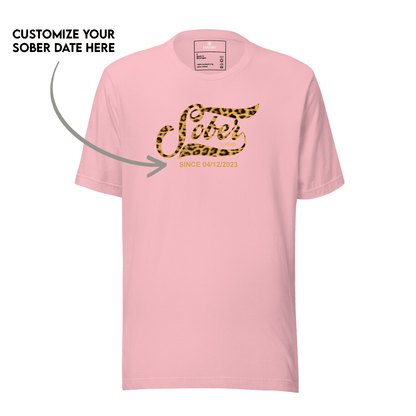 Leopard Sober Since Sober T Shirt side view (view 6)