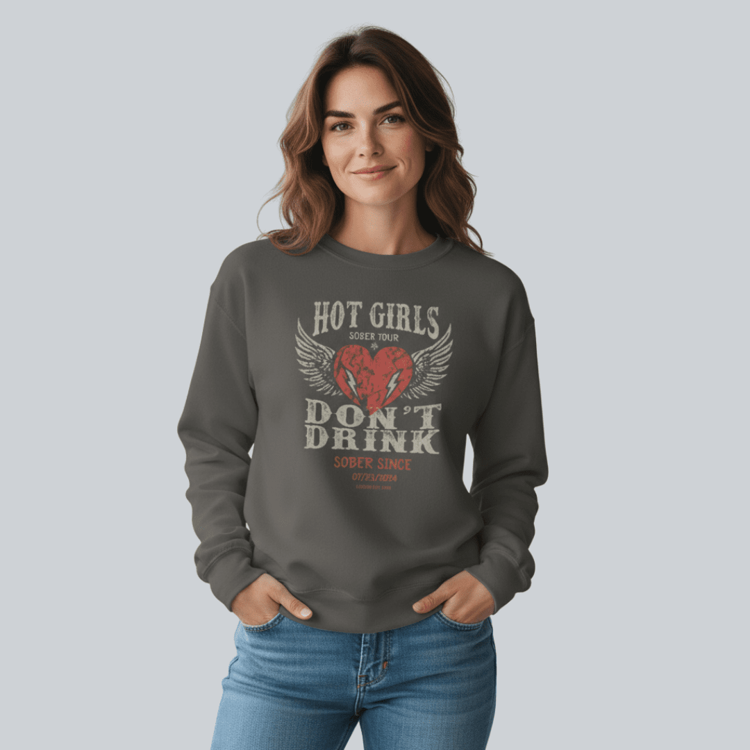 Hot Girls Sobriety Recovery Hoodie graphic detail (view 14)